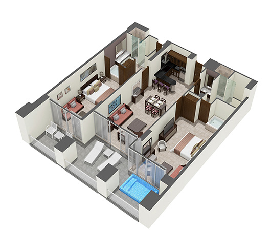 Grand Mayan 2 Bedroom Floor plan